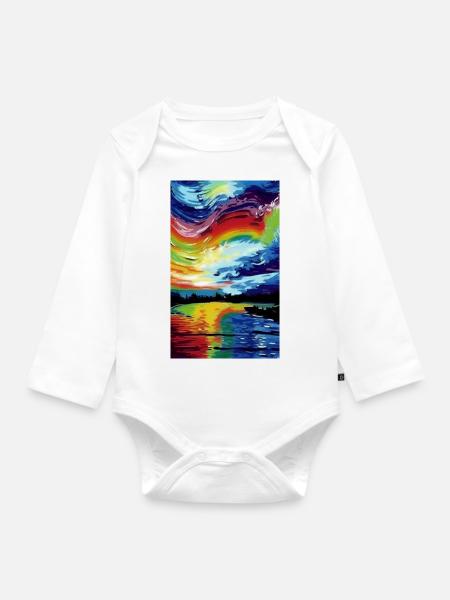 Regenbogen Horizont - Baby Bio-Langarm-Body - Weiß