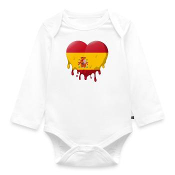 Spain Flag Heart Spanish Flag Love - Organic Longsleeve Baby Bodysuit - white - Front