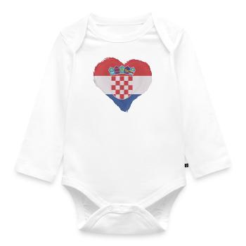 Croatie Drapeau Mer Adriatique Zagreb Drapeau croate - Body Bébé bio manches longues - blanc - Devant