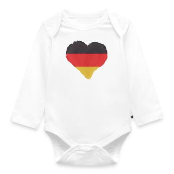 Deutschland Flagge Deutsche Fahne Used Look Heimat - Baby Bio-Langarm-Body - Weiß - Vorne
