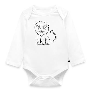 Lion Wildlife Big Cats Animal Silhouette - Organic Longsleeve Baby Bodysuit - white - Front