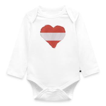 Austria Flag Austria Austrian Flag AT - Organic Longsleeve Baby Bodysuit - white - Front