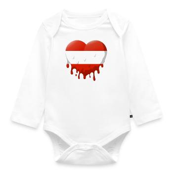 Austria Flag Austria Austrian Flag AT - Organic Longsleeve Baby Bodysuit - white - Front