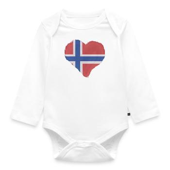 Drapeau de la Norvège Scandinavie Drapeau norvégien - Body Bébé bio manches longues - blanc - Devant