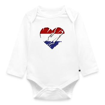 Niederlande Flagge Holland Niederländische Fahne - Baby Bio-Langarm-Body - Weiß - Vorne