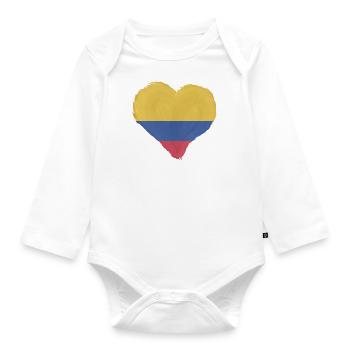Drapeau Colombie coeur Drapeau colombien - Body Bébé bio manches longues - blanc - Devant