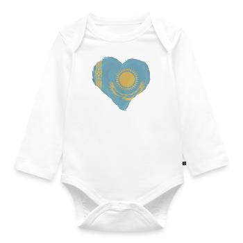 Kazakhstan Flag Kazakhstan Flag Kazakhstan - Organic Longsleeve Baby Bodysuit - white - Front