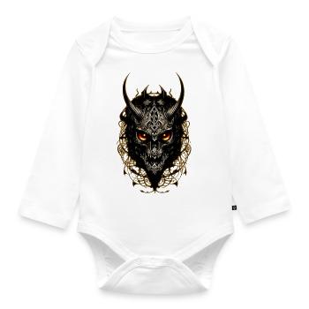 Tête avec cornes - Body Bébé bio manches longues - blanc - Devant