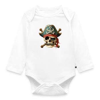 Pirate Captain Skull & Bones - Baby Bio-Langarm-Body - Weiß - Vorne