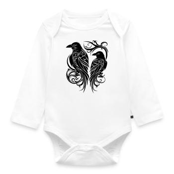 Odin’s Ravens Hugin et Munin Tribal Tattoo Vikings - Body Bébé bio manches longues - blanc - Devant