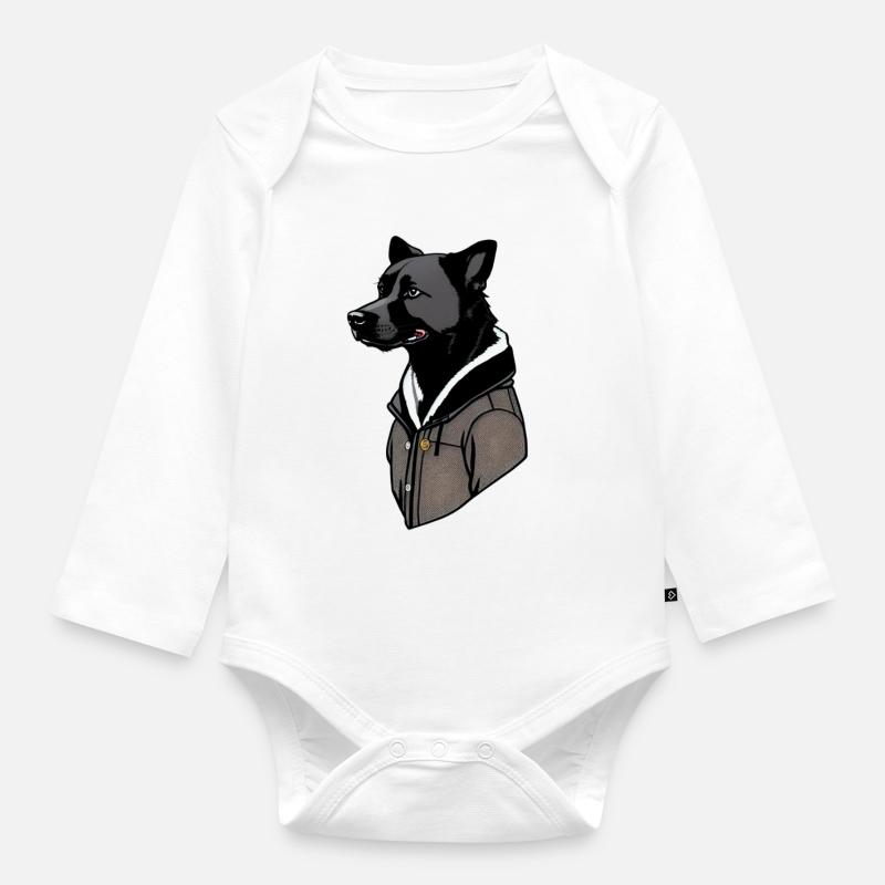 Chien cool - Body Bébé bio manches longues - blanc
