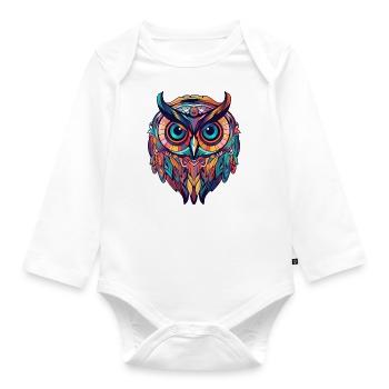 Hibou Style Boho Coloré Boho, Géométrique - Body Bébé bio manches longues - blanc - Devant