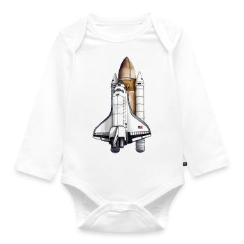 Space Shuttle beim Start - Baby Bio-Langarm-Body - Weiß - Vorne