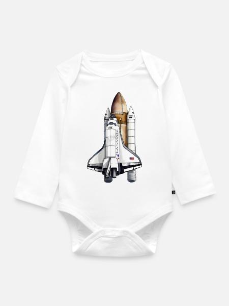 Space Shuttle beim Start - Baby Bio-Langarm-Body - Weiß