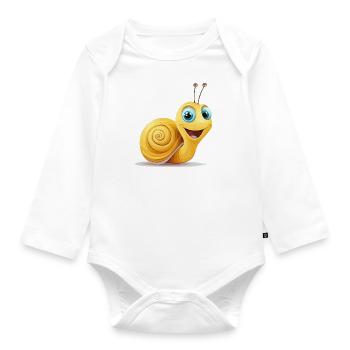 Funny snail for kids - Organic Longsleeve Baby Bodysuit - white - Front