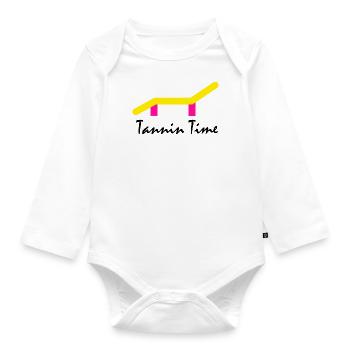 Tanning Time mit Sonnenliege schwarze Schrift - Baby Bio-Langarm-Body - Weiß - Vorne