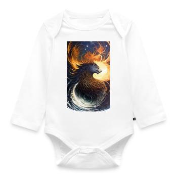 Dragon | Monsters | Mythical creatures | Dinosaur - Organic Longsleeve Baby Bodysuit - white - Front