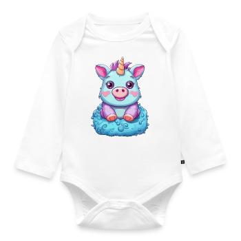 Cochon Licorne - Mignon Fusion Animale Mythique - Body Bébé bio manches longues - blanc - Devant