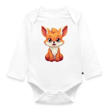 Bande dessinée mignonne Red Fox : Assise détendue - Body Bébé bio manches longues - blanc - Devant