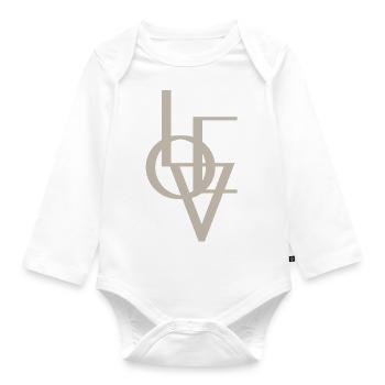 LOVE - Organic Longsleeve Baby Bodysuit - white - Front