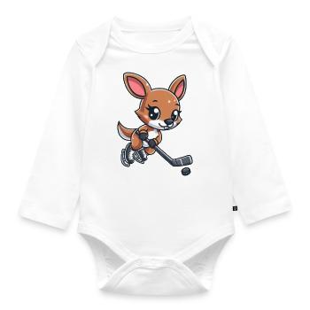 Kangaroo & Mouse Ice Hockey - Unusual Team on - Organic Longsleeve Baby Bodysuit - white - Front