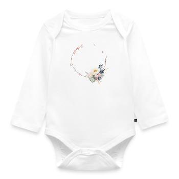 Floral Half Wreath Pastel Personalizable - Organic Longsleeve Baby Bodysuit - white - Front