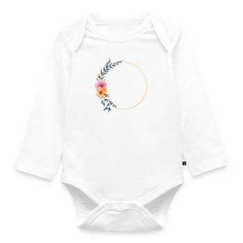 Customizable flowers, circle, colorful - Organic Longsleeve Baby Bodysuit - white - Front