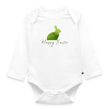 Happy Easter rabbit - Organic Longsleeve Baby Bodysuit - white - Front