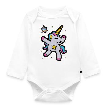 Dancing Unicorn Unicorn Dabbing - Organic Longsleeve Baby Bodysuit - white - Front