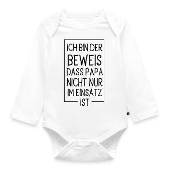 Cadeau de déploiement paramédical pompier bébé papa - Body Bébé bio manches longues - blanc - Devant