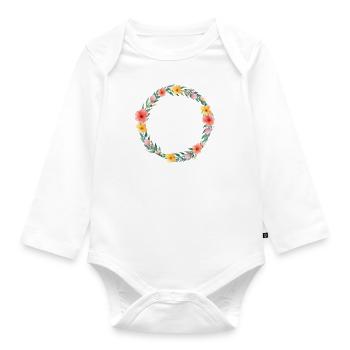 Field Flowers Wreath Boho Personalizable - Organic Longsleeve Baby Bodysuit - white - Front