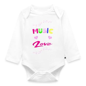 Music - my first love bunt - Organic Longsleeve Baby Bodysuit - white - Front