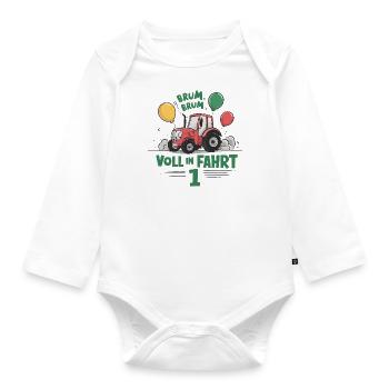 Cool tracteur 1er anniversaire : Cadeau le plus vendu ! - Body Bébé bio manches longues - blanc - Devant