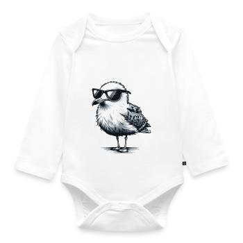 Watt'n Döntjes Coole Möwe Low German Saying - Organic Longsleeve Baby Bodysuit - white - Front