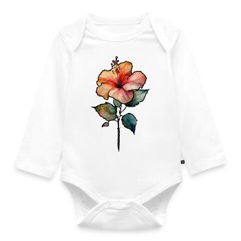 Hibiskus - Baby Bio-Langarm-Body - Weiß - Vorne