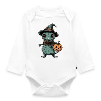 Gürteltier Halloween Zombie - Baby Bio-Langarm-Body - Weiß - Vorne