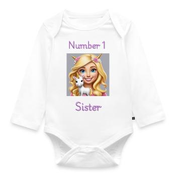 No 1 Sister the best - Organic Longsleeve Baby Bodysuit - white - Front