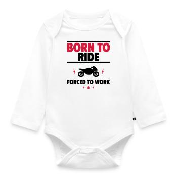 Born for the motorcycle - Organic Longsleeve Baby Bodysuit - white - Front