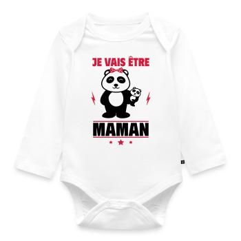 je vais etre maman, annonce grossesse - Body Bébé bio manches longues - blanc - Devant
