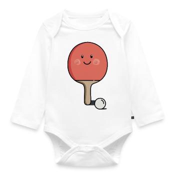 Drawing Table Tennis Rackets for Babies and Kids - Organic Longsleeve Baby Bodysuit - white - Front