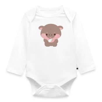 Fight Me Moo Deng Hippo - Organic Longsleeve Baby Bodysuit - white - Front