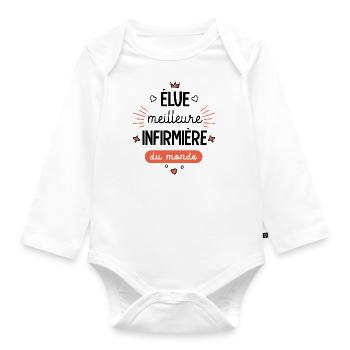 Meilleure Infirmière du monde Mug infirmière - Body Bébé bio manches longues - blanc - Devant