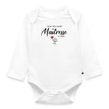 Cadeau personnalisé élue meilleure Maitresse - Body Bébé bio manches longues - blanc - Devant