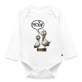 Die Bäädden Möwen - Möwe moin - Baby Bio-Langarm-Body - Weiß - Vorne