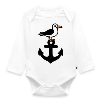 Anker Möwe Hafen - Baby Bio-Langarm-Body - Weiß - Vorne