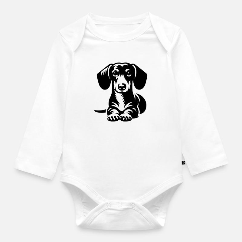 Teckel - Body Bébé bio manches longues - blanc