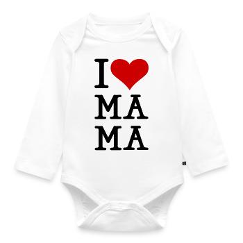 I love Ma Ma - Baby Bio-Langarm-Body - Weiß - Vorne