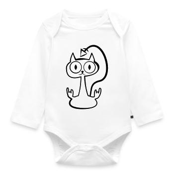 Heay metal cat - Organic Longsleeve Baby Bodysuit - white - Front