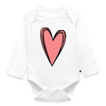 Heart Pink Scribble Doodle Gift Love - Organic Longsleeve Baby Bodysuit - white - Front