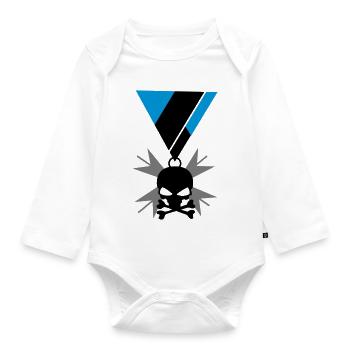 Skull skull and bones medal - Organic Longsleeve Baby Bodysuit - white - Front